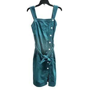 Anthropologie Maeve Elizabeth Green Side Button Denim Green Dress Size 2